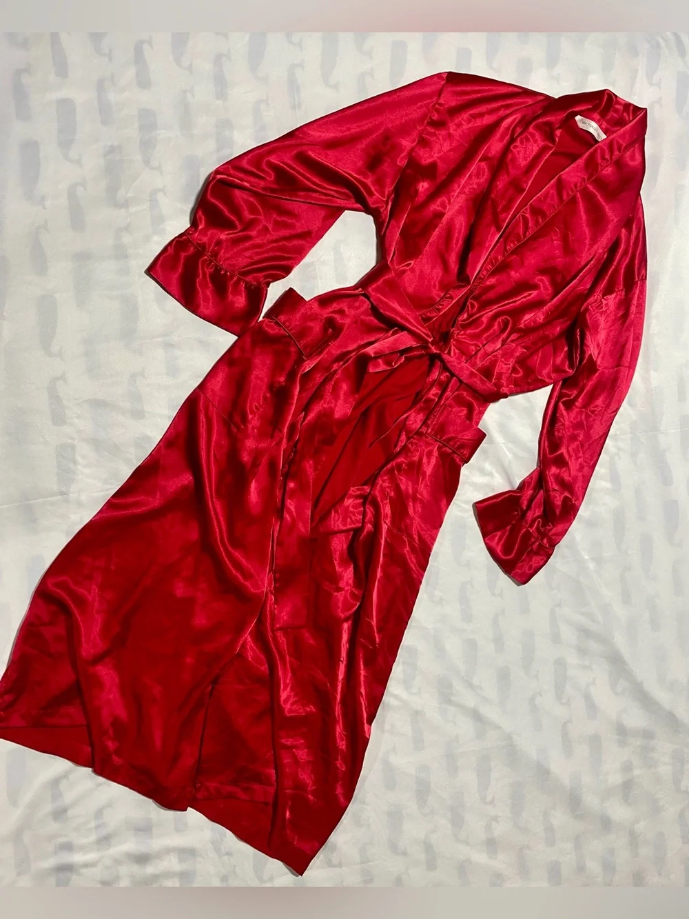 Victoria's Secret Red Satin silk like  Tie-Waist Robe
